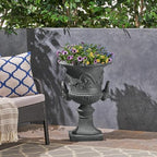 28.25" H Antique Gray Magnesium Oxide Concrete Chalice Urn Planter - Versatile Garden Planter Urns by Unknown