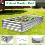 JERIA 6×3×1ft Raised Garden Bed with Support Rods,Galvanized Raised Garden Bed Kit Outdoor Metal Gardening Planter Box for Vegetable, Fruits, Flower - Image 4
