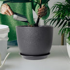 10 Inch Planting Pots Set of 3, Outdoor Planters for All House Plants Black Plastic Flower Pots Modern Decorative Garden Pot with Saucer - Image 6