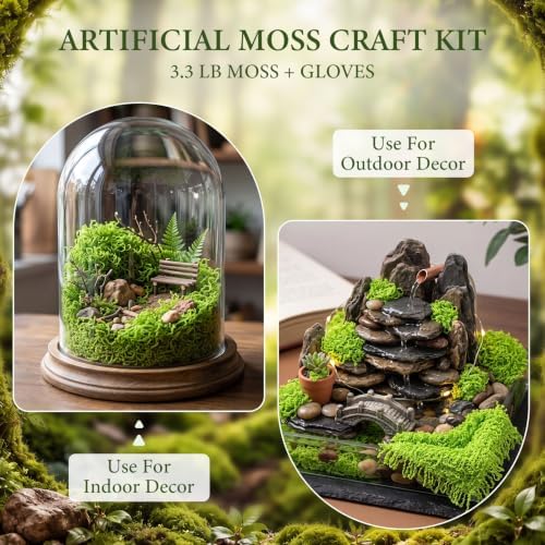 3.3 lb Artificial Moss for Crafts with Gloves -Decorative Light Green Fake Moss for Fairy Garden Planter Filler Wedding Centerpieces DIY Decorations and Indoor Decor - Image 3