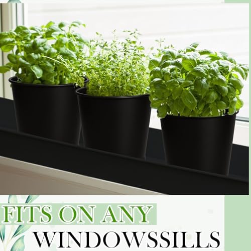FoldTier 2 Sets Indoor Herb Garden Planter Kit with 10 Metal Pots, Black - Image 5