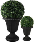 Pure Garden Outdoor Planter 2-Pack - Large and Small Urn Planters - Plastic Plant Pots for Indoor, Outdoor, or Front Porch Decor (Black) by PureGarden