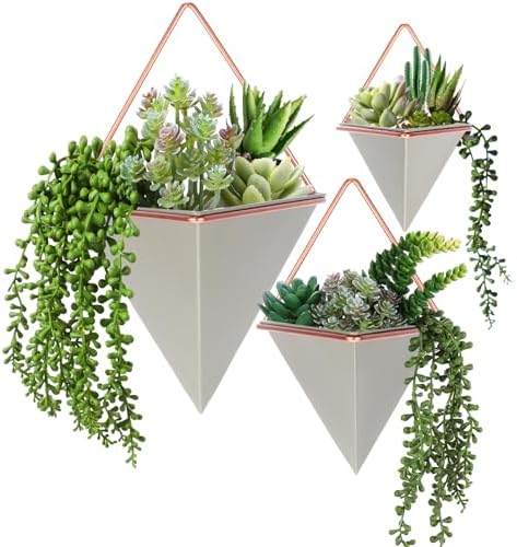 Rtteri 18 Pcs Wall Hanging Planter with Artificial Plant, Succulents, Gray by Rtteri