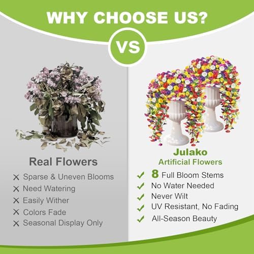 Artificial Hanging Flowers for Outdoors, 8 PCS 552 Blooms Ultra Full Morning Glory Vines, UV Resistant Faux Silk Hanging Plants for Porch Window Box Patio Garden Decor, Mixed - Image 2