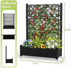 PatioZen Raised Garden Bed with Trellis, 21 Gallon Self Watering Planter Box with Lockable Wheels & Drainage Holes for Climbing Plants Vegetables Flowers, Anti-Rust Resin for Backyard Patio (Black) - Image 2