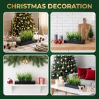MyGift Artificial Grass Plant in Rectangular Wood Planter (Black, 10 Inch) - Image 5