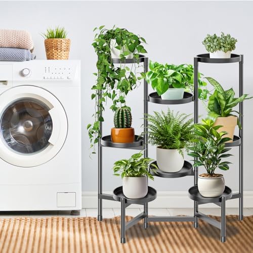 5 Tier Plant Stand Indoor Tall, Adjustable Black Plant Shelf for Multiple 8 Potted Flower Plants Holders, Corner Metal Flower Display Rack for Patio Garden Balcony Living Room Office (A) - Image 4