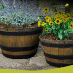 Headwind Whiskey Barrel Planter – 15 Inch New Wood Barrel Planters for Outdoor Plants – Weather-Resistant Flower Pot with Wooden Finish – Decorative Indoor & Outdoor Garden Planter by Robert Allen - Image 7