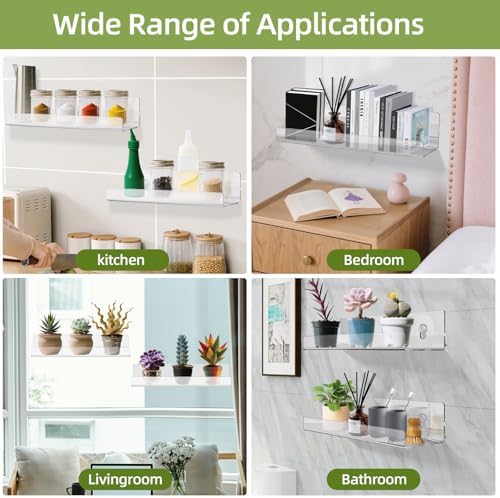 Windproof Window Plant Shelves 6 Pack - 15" Suction Cup Floating Shelf Set for Indoor Plants, Herb Gardens, Books & Decor, Bathroom and Kitchen Space-Saving Wall-Mounted Clear Acrylic Sill Extender - Image 6
