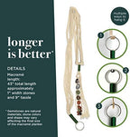 JOYFULMUZE- Macrame Hanging Planter, 7 Chakras Crystals Healing Stones, Spiritual Gemstones Indoor Wall Hanging Planter, Beaded Plant Holder, Large Ivory XL 43 Inches - Image 3