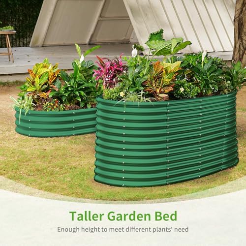 Land Guard 6x3x3ft Oval Galvanized Raised Garden Beds, Large-Capacity Metal Planter Box Outdoor, Durable Deep Raised Garden Bed 3ft Tall, Raised Beds for Gardening Vegetables, Forest Green - Image 6