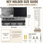 Key Holder Wall Mount with Shelf, Key Hooks for Wall, Washed Gray - Image 2