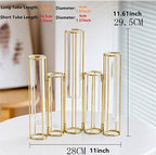 Hinged Flower Vases with 5 Test Tubes Glass Flower Vase with Metal Stand Can be Bent and Contorted Propagation Station Plant Display Holder Set for Home Wedding Décor - Image 2