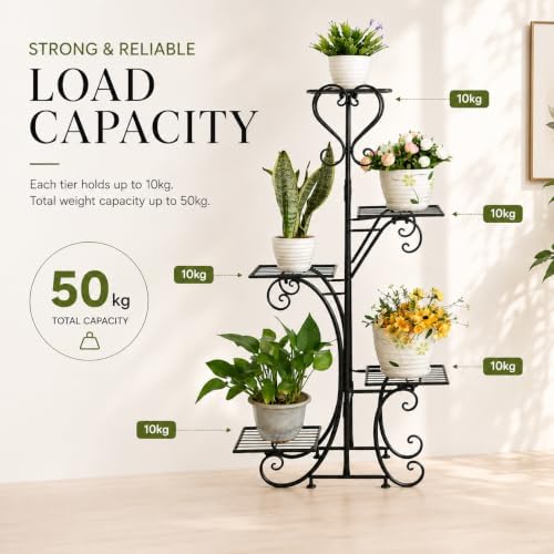 5 Tier Plant Stand Indoor Outdoor, Tall Flower Display Stand, Multi-Tiered Plant Rack Shelf for Plants, Corner Plant Stand for Indoor Plants Multiple, Tiered Plant Shelves for Balcony, Living Room,Sunroom,Their Patio,etc. - Image 3