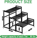 Ekisemio 3-Tier Metal Plant Stand, Heavy Duty Waterproof Indoor Outdoor Stackable Shelf, Tall Flower Pot Holder & Display Rack for Garden, Black - Image 6