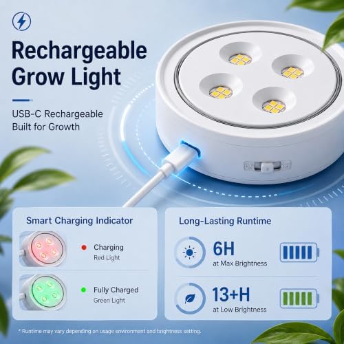 3 Pack Rechargeable Grow Light for Indoor Plants, Magnetic Plant Lights - Image 2
