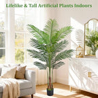 Yastouay 5.2 FT Artificial Plants Indoor, Tall Plant Palm Tree with Weighted Planter, Tropical Fake Tree with Realistic Leaves & Trunks for Home Office Living Room Bedroom Indoor Outdoor Decor - Image 3