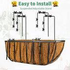 Tessco for you 3 Pieces Railing Planter Boxes, 24 Inches Window Box Planters with Coco Liner and Adjustable Brackets for Deck Porch Fence Patio Balcony Gardening Outdoor Plants - Image 3