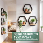 Novabright 6 Pcs Solid Wood Wall Plant Holder Shelf Indoor, Black - Image 6