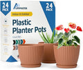 Terracotta 6-Inch Plant Pots with Drainage & Saucers 24 Pack, Indoor & Outdoor Planters for Houseplants, Herbs, and Flowers, Durable & Weatherproof Material, Stackable, Lightweight, Minimalist Design by LIFEMASTER