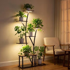Quikraen 7 Tier Tall Plant Stand with Grow Light For Indoor Plants Growing 60in Indoor Flower Stand Tree-Shaped Plant Shelves for Living Room Patio Black - Image 4