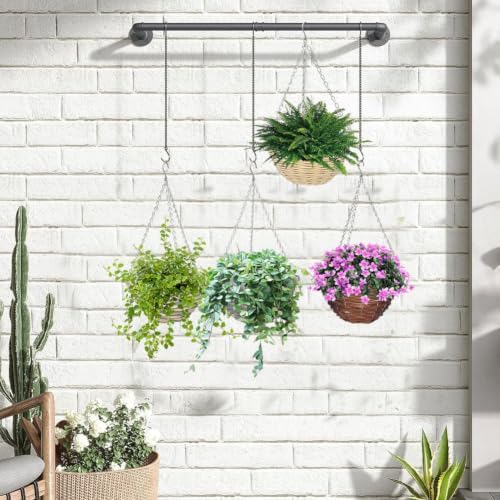 4 Pcs Round Hand Woven Rattan Hanging Planter Basket Set,8 in - Image 4