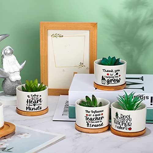 Potchen 6Pcs Teacher Appreciation Gifts Bulk Succulent Pots, Grateful Style - Image 4