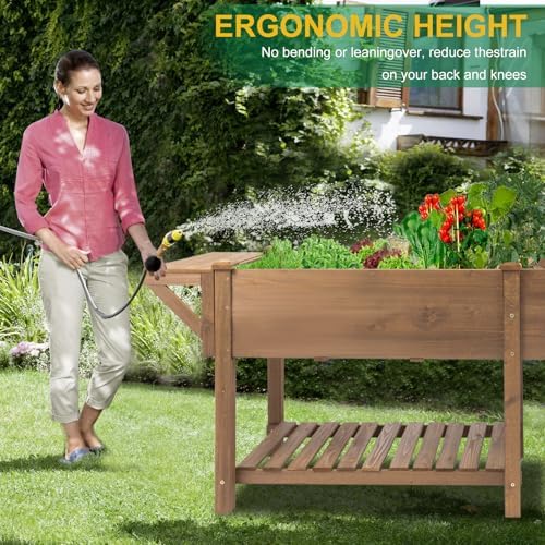 Gowoodhut Raised Garden Bed with Legs Outdoor, Elevated Garden Box with W-Connection Tabs，Large Storage Shelf for Vegetable, Flower, Herb, Easy to Assemble，81x23x32 in - Image 6