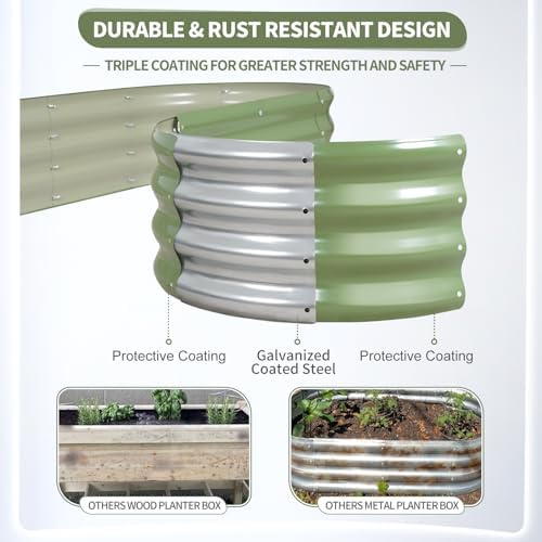 Galvanized Raised Garden Bed Outdoor- 8x2x1FT Planter Box, Green - Image 3