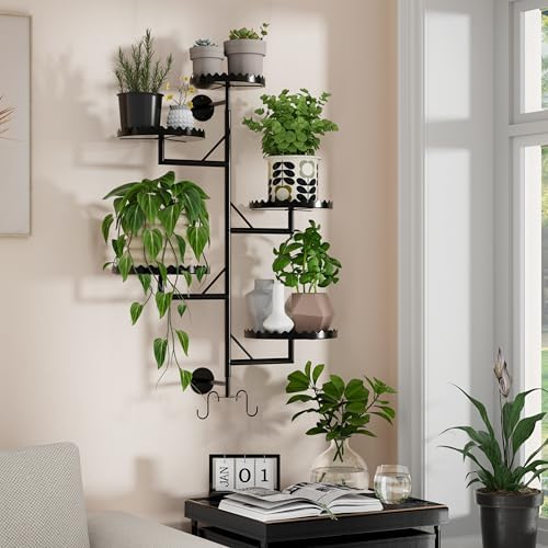 GcdPai Rotating Window Plant Shelves indoor 5-tier Metal Plant Stand, Wall Plant holder for Multiple Plants indoors, Window Sill Gifts for Small Spaces, Stylish and Functional Indoor Plant Stand Black - Image 4
