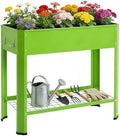 Raised Garden Bed with Legs, Metal Elevated Planter Box with Efficient Drainage System and Tool Hooks, 220LB Capacity Outdoor Galvanized Garden Bed, Sturdy Construction for Patio, Deck, Balcony, Green by IWDOO