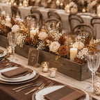 Dandat 6 Set Wood Boxes for Centerpieces 28x5 Inch Rectangle Wooden Planter Box Rustic Wooden Planters with Removable Plastic Liner Floral Foam Blocks for Christmas Wedding Home Garden Decor(Brown) - Image 4