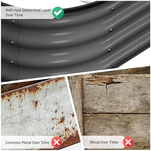 Galvanized Raised Garden Bed, 2Pcs Raised Garden Beds Outdoor, Rectangle Planter Raised Beds with Gloves and Rubber Edge Trim for Vegetables, Flowers and Herbs - Image 6