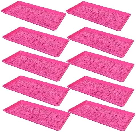 SUNPACK 10" x 20" Heavy Duty Mesh Plastic Seed Starting Tray, Magenta, 1" (Pack of 10) - Ensures Water Drainage and Aeration, Perfect for Greenhouses or Indoor Gardening by SUNPACK