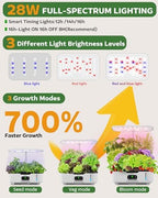 Misting Hydroponic Growing System Kit 15-Pods Indoor Smart Herb Garden Planter with LCD Touch Panel 6L Large Tank for Herb/Vegetables/Flowers/Fruits, Gardening Gifts for Women Men Beginners - White - Image 5