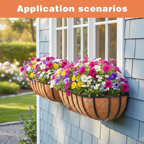 2 Pack 24" Railing Planter Window Box with Coco Fiber Liner Horse Trough Planter The Railing Planters Boxes for Deck Porch Fence Outdoor - Image 4