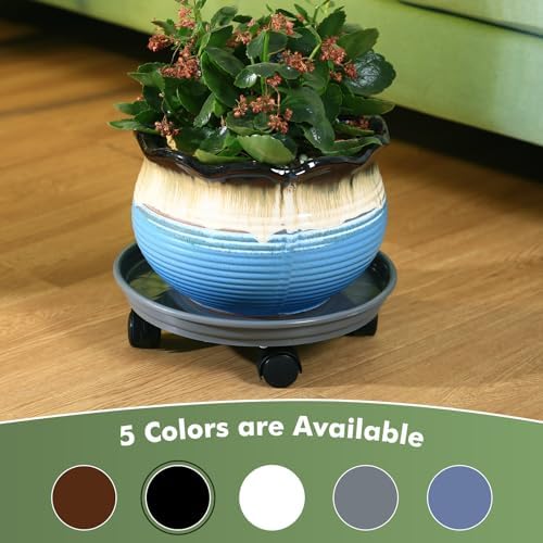 6 Packs Plant Caddy with Wheels 12" Plastic Rolling Plant Stands Heavy-Duty Plant Dolly with Casters Indoor and Outdoor Plant Roller Base Large Heavy Plant Pot Saucers with Wheels Plant Mover, Grey - Image 3