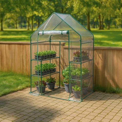 Miracle-Gro Walk-in Greenhouse, Removable Shelves, Clear, 4'8"x29"x6'5 - Image 7