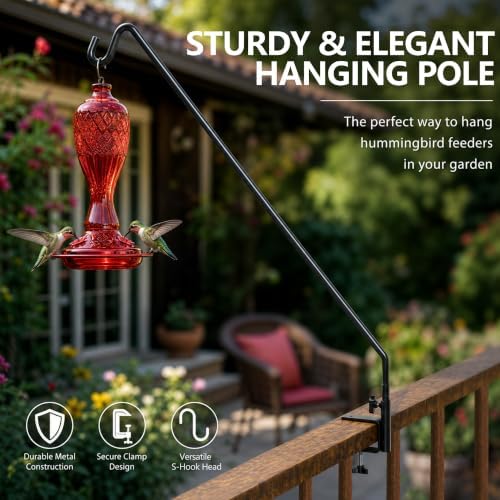 MIXXIDEA 2 Pack Heavy Duty Extensible Adjustable Deck Hooks for Hanging Bird Feeders, Plants, Suet Baskets, Wind Chimes, Lanterns - Image 2