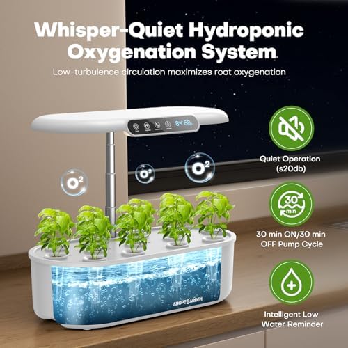 Ahopegarden Hydroponics Growing System with 12 Pods, Indoor Garden Kit with LED Grow Light & LCD Temp Humidity Display, Smart Quiet Pump Planter for Herbs, Lettuce, Vegetables, Kitchen Garden Use - Image 4