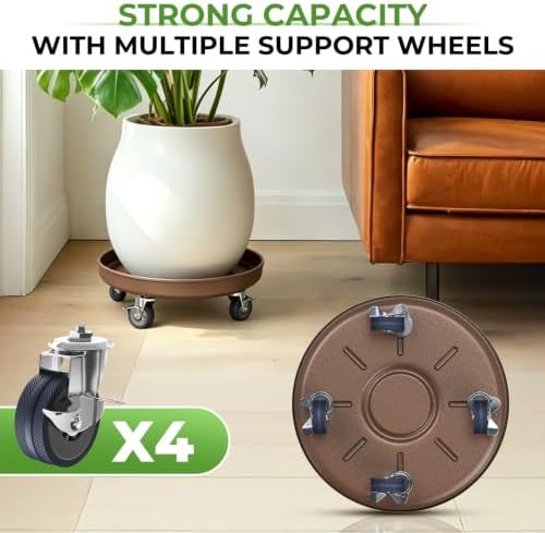 Plant Caddy With Wheels 13" Metal Plant Saucers for Indoors 350 Lb Capacity - Image 6