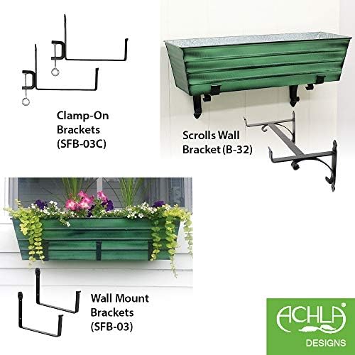 Achla Designs Galvanized Window Flower Box Planter-Green-Large (35.5" L x 11" W x 9.5" D) - Image 3