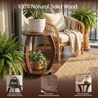2 Tier Wooden Plant Stand Indoor with Wheels – Tall Plant Stand for 6-12 Inch Pots, Mid-Century Modern Rustic Plant Table Indoor, Pedestal Stand for Corner, Living Room, Balcony, Dark Brown - Image 3