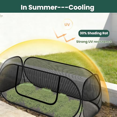 2-Pack Raised Garden Bed Covers, 45" x 22" x 17" Mesh Crop Cage, Pop-Up Plants Cover with 30% Shade Cloth for Seedlings Vegetables Fruits Flowers, Protects Against Birds Animals Pests with 16 Stakes - Image 4