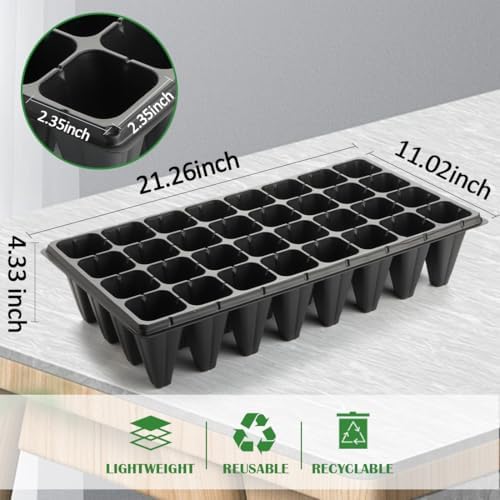 RooTrimmer 10 Pack 32 Cell Seed Starter Trays - Extra Deep 4.33" Plastic Nursery Trays, 20" x 10"，Fits Standard 1020 Flats - Image 3