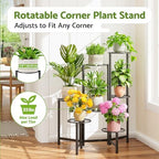 7 Tier Metal Patio Plant Stand Outdoor, Heavy Duty Flower Stands for Indoor Plants, Floding Tall Corner Shelf for Diaplay Racks for Home Decor, Graden, Balcony -BlackDiamond - Image 2