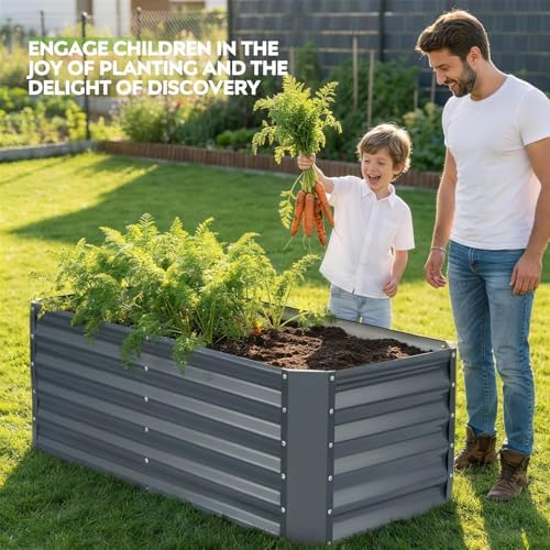 4×2×1.4ft Galvanized Raised Garden Bed Kit, Metal Planter Boxes Outdoor, High Raised Beds for Vegetables, Fruits, and Flowers - IronGrey - Image 5