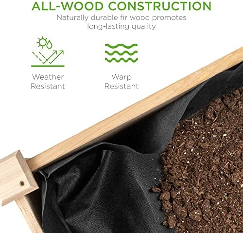 Best Choice Products 34x18x30in Raised Garden Bed, Elevated Wood Planter Box Stand for Kids, Backyard, Patio, Balcony w/Bed Liner, 150lb Capacity - Natural - Image 5