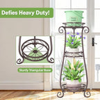 iDavosic.ly 3 Tier Tall Metal Plant Stand Outdoor Indoor, 34 Inch, Bronze - Image 4
