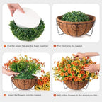 HyeFlora Artificial Fake Hanging Mums Plants Flowers Basket for Fall Autumn Outdoor Decor, Faux Silk Orange Dasiy Flower Look Real UV Resistant for Outside Porch Home Patio Garden Decoration - Image 6
